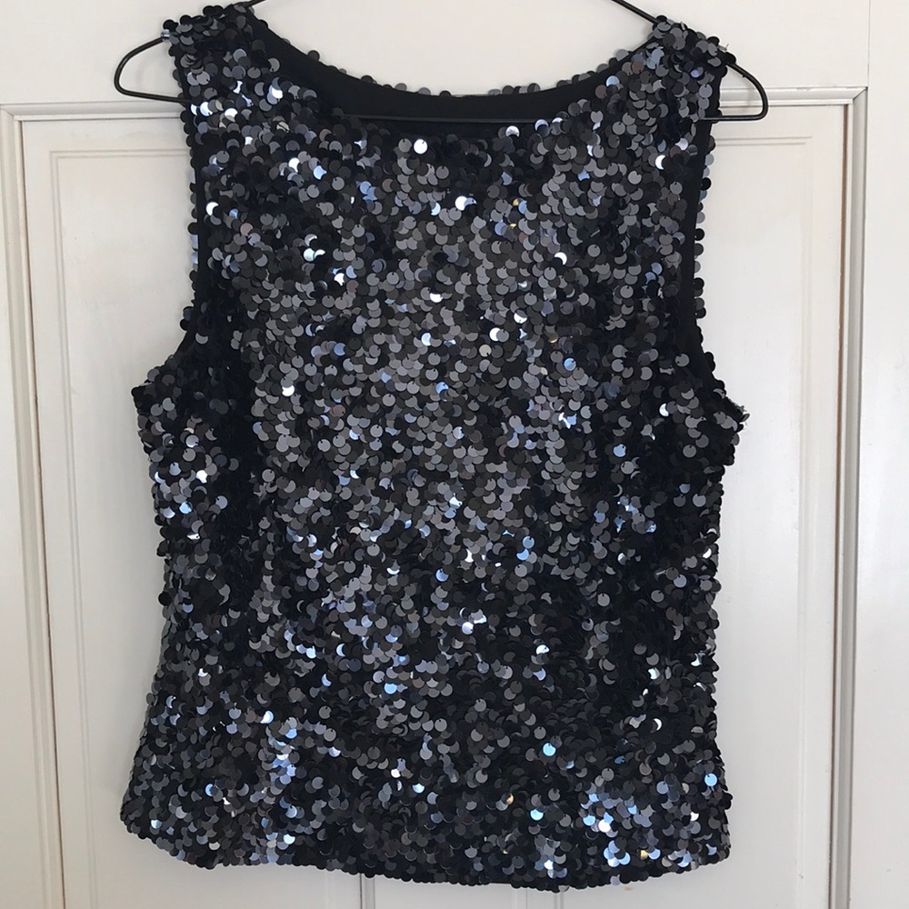 Sleeveless Black Sequined Top
